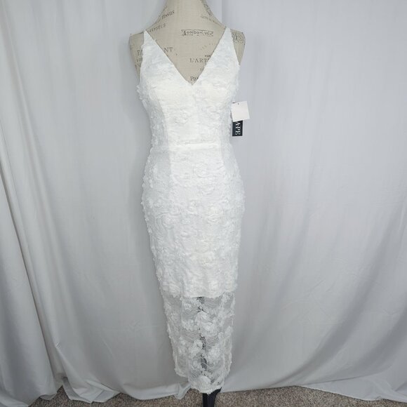 Xscape Lace Dress 4 White Midi Bridal Sleeveless - Picture 1 of 12